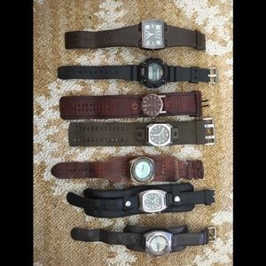 Lot 7 Mens Watches Fossil Nixon Relic Casio As Is